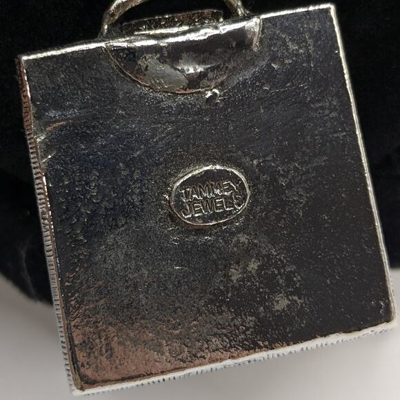 Vintage Tammey Jewels Silver Tone Black Intaglio Soldier Cameo Locket Necklace - Picture 5 of 6